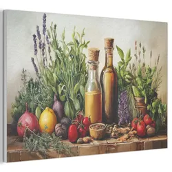 AKUSTIKBILD Stilleben - Kräuter - Gewürze - Früchte - Farbenfroh Akustikpaneele 90x60 cm