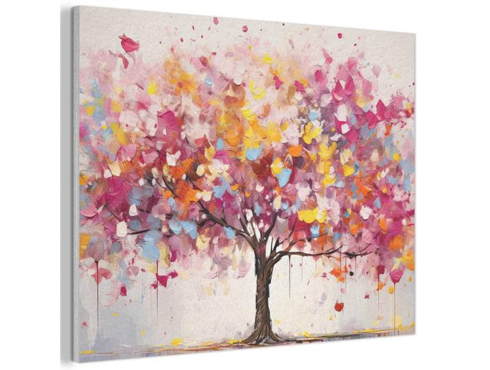MuchoWow Akustikbild - Aquarell - Baum - Kunst - Abstrakt - 80x60, Mehrfarbig, Kunststoff, Rechteckig, 80x60x0.9 cm, Wandverkleidung, Akustikpaneele