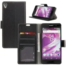 Screenguard Sony Xperia XA1 Leather Guard Lederhülle (Sony Xperia XA1), Smartphone Hülle, Schwarz