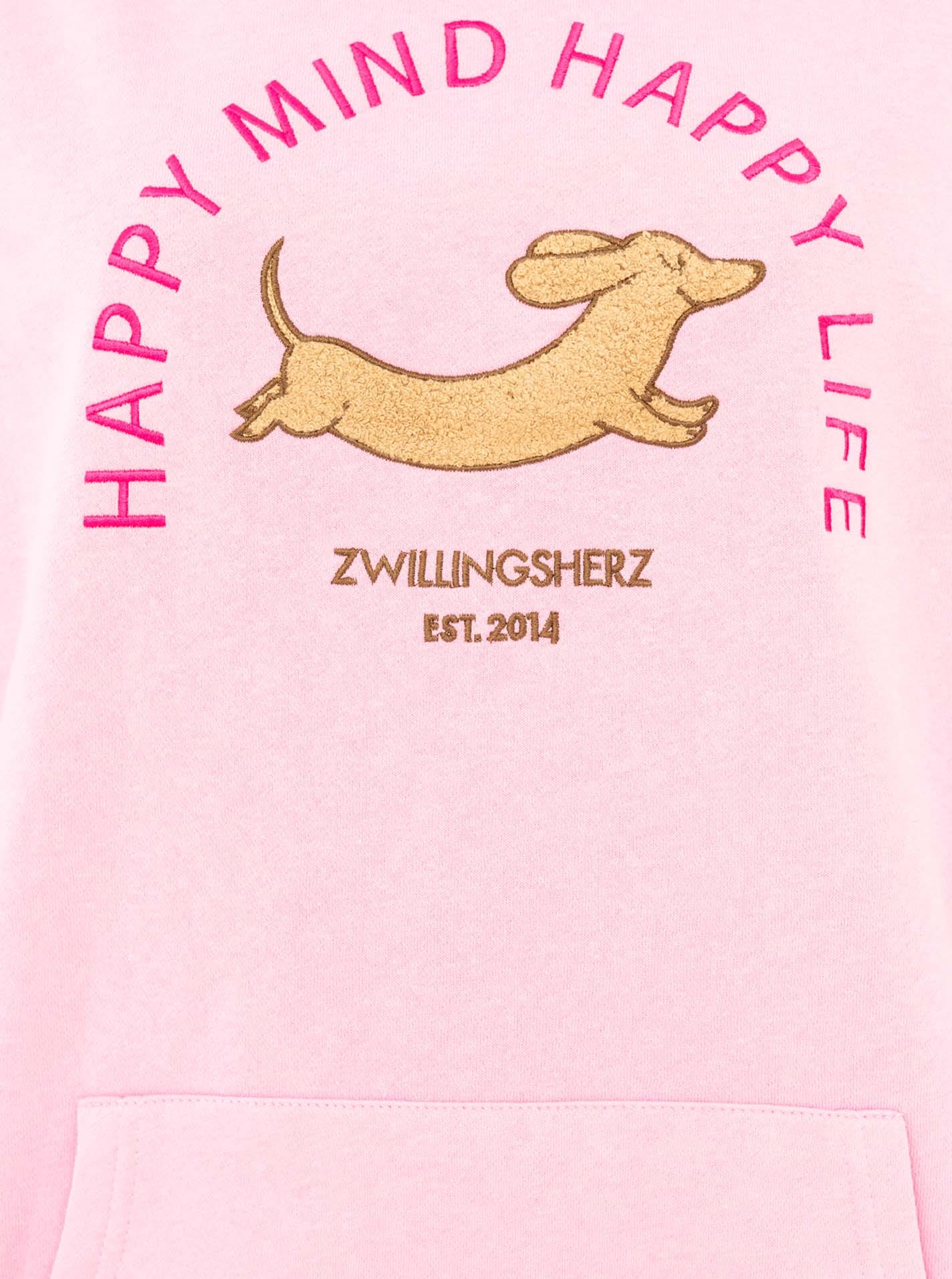 Hoodie ZWILLINGSHERZ "DOG LOVE", Damen, Gr. L/XL, pink, Obermaterial: 60% Baumwolle, 40% Polyester, Sweatshirts Hoodie, Dackelmotiv, Oversized Fit, Kängurutasche, Kapuze pink L/XL