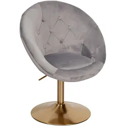 LOUNGESESSEL Samt mit Rückenlehne, drehbar im modernen Design, Grau 67x62x100 cm