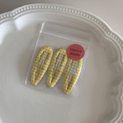 Smart Shopping Spot Water Droplet Barrettes For Baby Girls Wavy Edge Plaid BB Clip Hair Accessories yellow