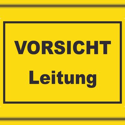 HB-Druck Vorsicht Leitung Aufkleber mit Text A3 (297x420mm)