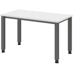bümö manuell höhenverstellbarer Schreibtisch 120x67 cm in weiß, Metall-Gestell in Graphit - PC Tisch höhenverstellbar & klein, Mini-Homeoffice Tisch,
