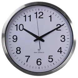Perel Funkwanduhr, DCF77, rund, analog, 50 cm, Aluminium, Silber