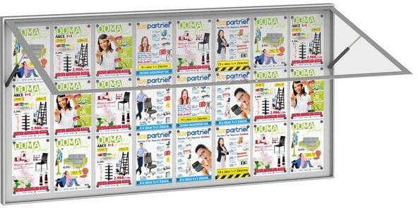 B2B Partner Magnetische Außenvitrine mit Klappfenster, 1350 x 1000 mm