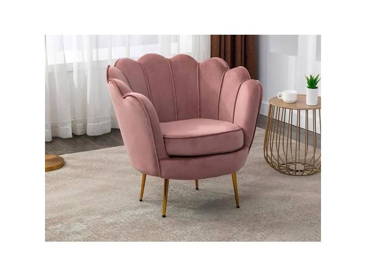 Fauteuil coquillage en velours rose DANDELION