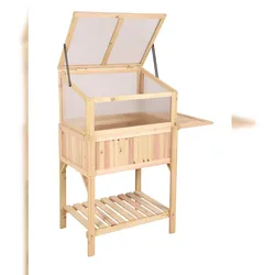 DELUKE Hochbeet PULI Braun Tanne Gewächshaus Holz-Hochbeet für Garten Anbaubeet Gemüsebeet Kräuterbeet