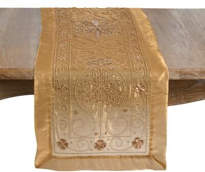 Saro "Embroidered Sheer Table Runner - Elegant Runner for Formal Dining, Occasion Entertaining & Glamorous Tablescapes - 16""x72"""