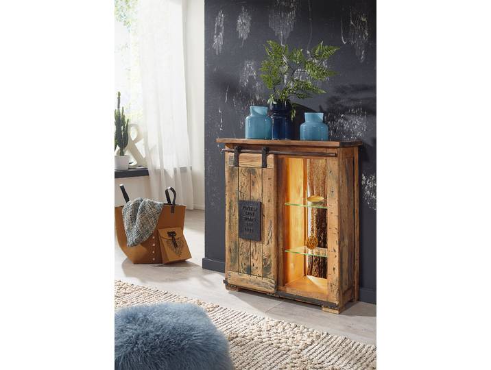 Commode éclairé - compartiments 90 x 100 x 45cm Marron