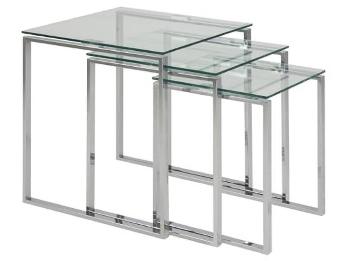 möbelando Satztisch >Katrine< (3-teilig) in Klar, Glas - 50x55x50cm (BxHxT)