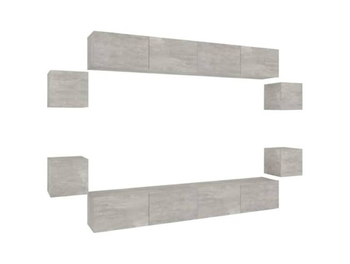 Makastle TV-Schrank Set 8-TLG. Betongrau Holzwerkstoff