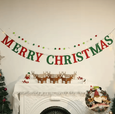 Inspire Curations Christmas Felt Banner Holiday Hanging Decoration For Home And Office a