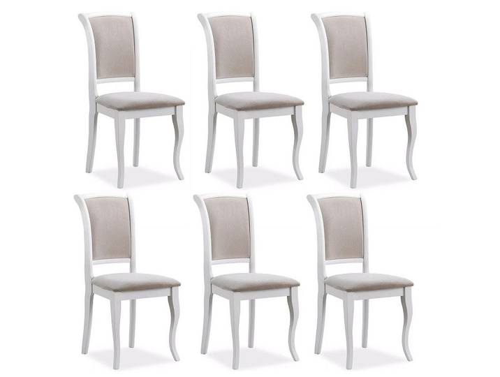 Feldmann-Wohnen Esszimmerstühle Olivia X-teilig Weiß / Beige, Weiß, Beige, Holz, 45x96x42 cm, Esszimmer, Stühle