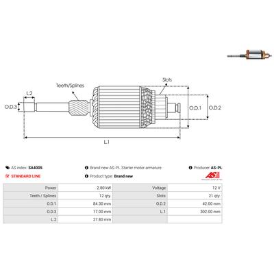 AS-PL Anker, Starter sa4005 84,30mm