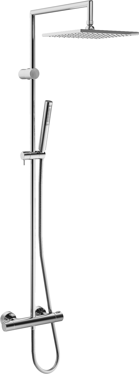système de douche Hansaprisma exposé, avec douchette Stilo, chrome