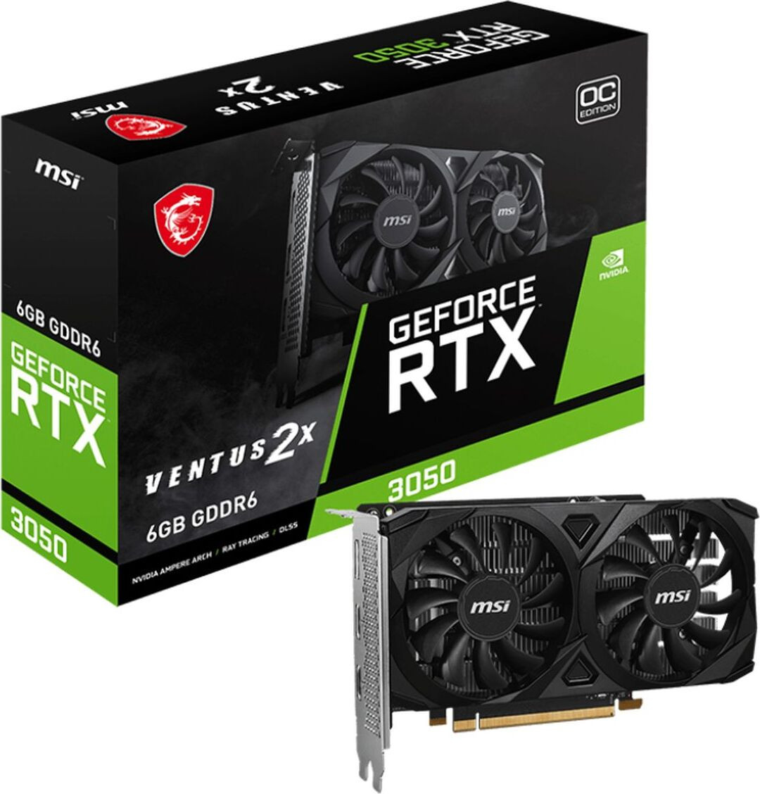MSI VENTUS GeForce RTX 3050 2X E 6G OC NVIDIA videokaart met 6 GB GDDR6