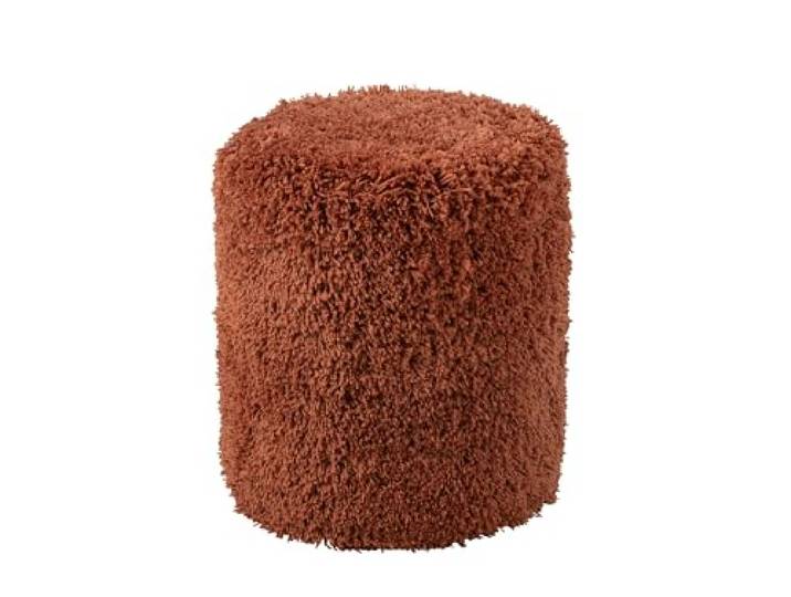J-line Pouf Zylinder Flauschig - Polyester - Kupfer