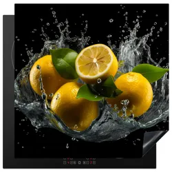 HERDABDECKPLATTE Zitrone - Obst - Gelb - Schwarz Induktionsmatte 78x78 cm