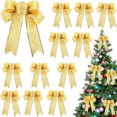 Discount Dollar Deals Ribbon Christmas Tree Pendant, Christmas Decoration Bow, Navidad New Year DIY Ornament, Handmade Design For Home Decor pink
