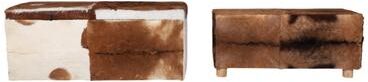 Sagebrook Home "Leather Ottomans Footrests Finish Boho Style (Set of 2) - 21"" Ivory"