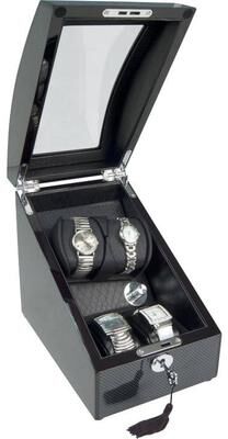 Mele and Co Gustavo Glass Top Vegan Leather Watch Winder