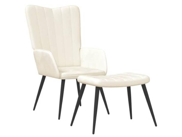 Makastle Relaxsessel mit Hocker Cremeweiß Samt