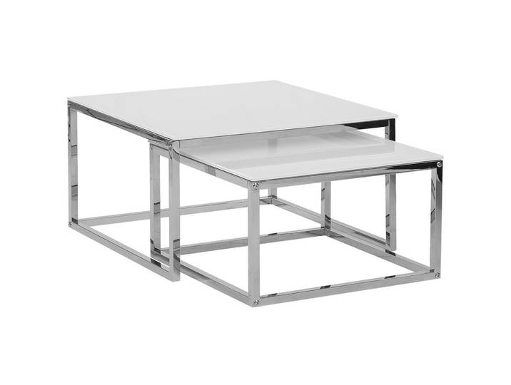 COUCHTISCH 2er-Set Quadratisch Weiß/Silber Brea