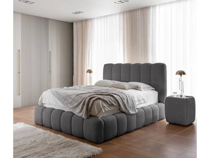 Friderik Polsterbett Cande 160x200, mit Stauraum und Bettkasten, Grau Bett mit Lattenrost, Doppelbett mit Stabilem Holzrahmen und Kopfteil, Eleganter Catch Me
