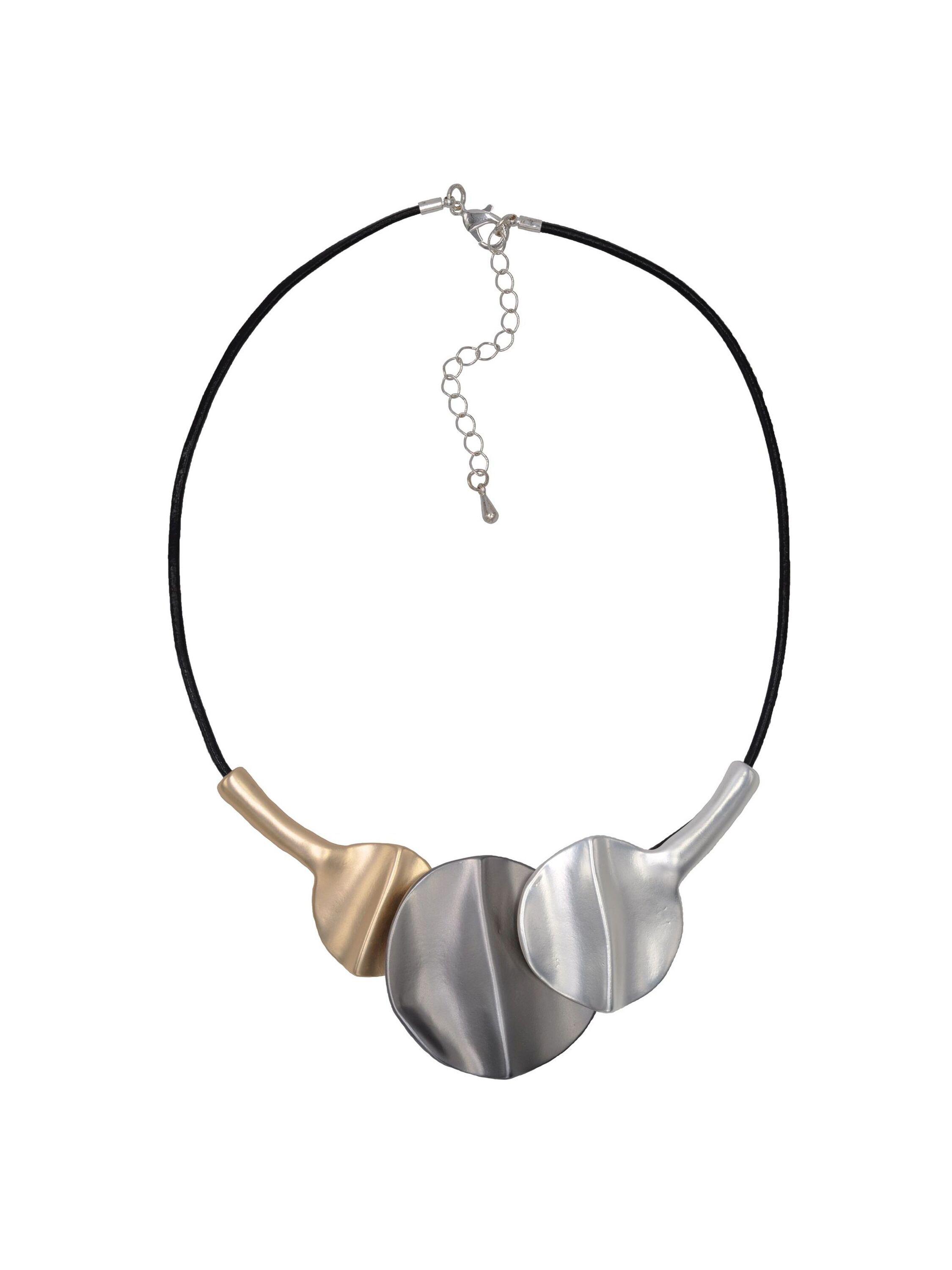 Steuer Modeschmuck Kette Metall dreifarbig matt