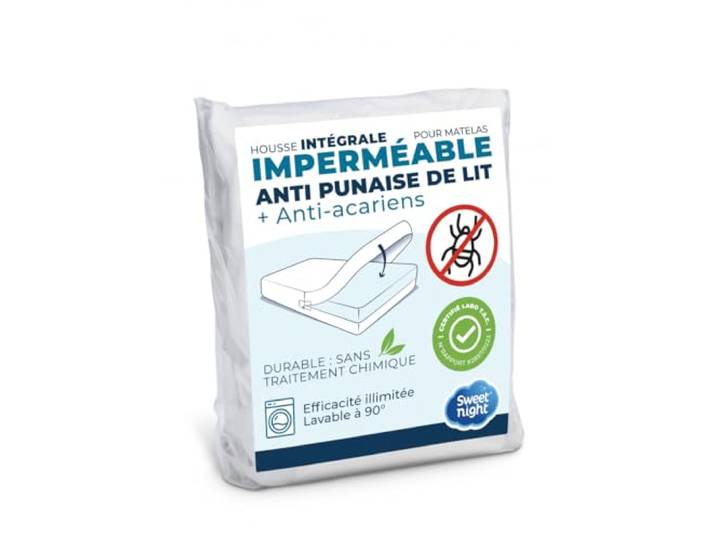 SWEET NIGHT - Housse intégrale Matelas imperméable 180x200 cm Anti-Punaise de lit et Anti-acariens Rénove Matelas Fermeture à glissière sans Traitement Chimique EP. jusqu'à 30 cm