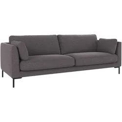 Sofa Corwin 3-Sitzer aus Stoff, klassischer Stil, Bezug Brenda Dunkelgrau, Metallfüße