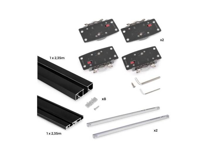 Emuca Système de montage en surface Flow 2 en kit pour une armoire avec 2 portes coulissantes en bois avec fermeture souple.