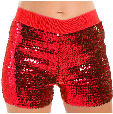 Pailletten-Hotpants, rot