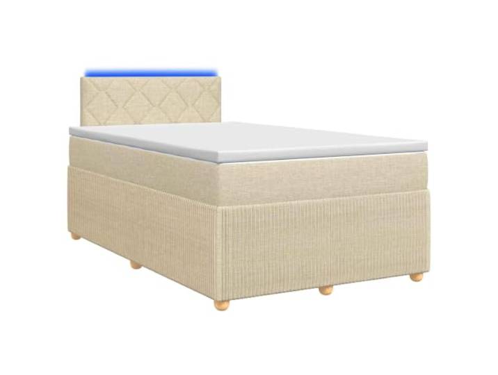 KTHLBRH Boxspringbett mit Matratze creme 120 x 190 cm Stoff Taschenfedern, höhenverstellbares Kopfteil, mehrfarbige USB-LEDs, Holzstruktur, Abdeckungen
