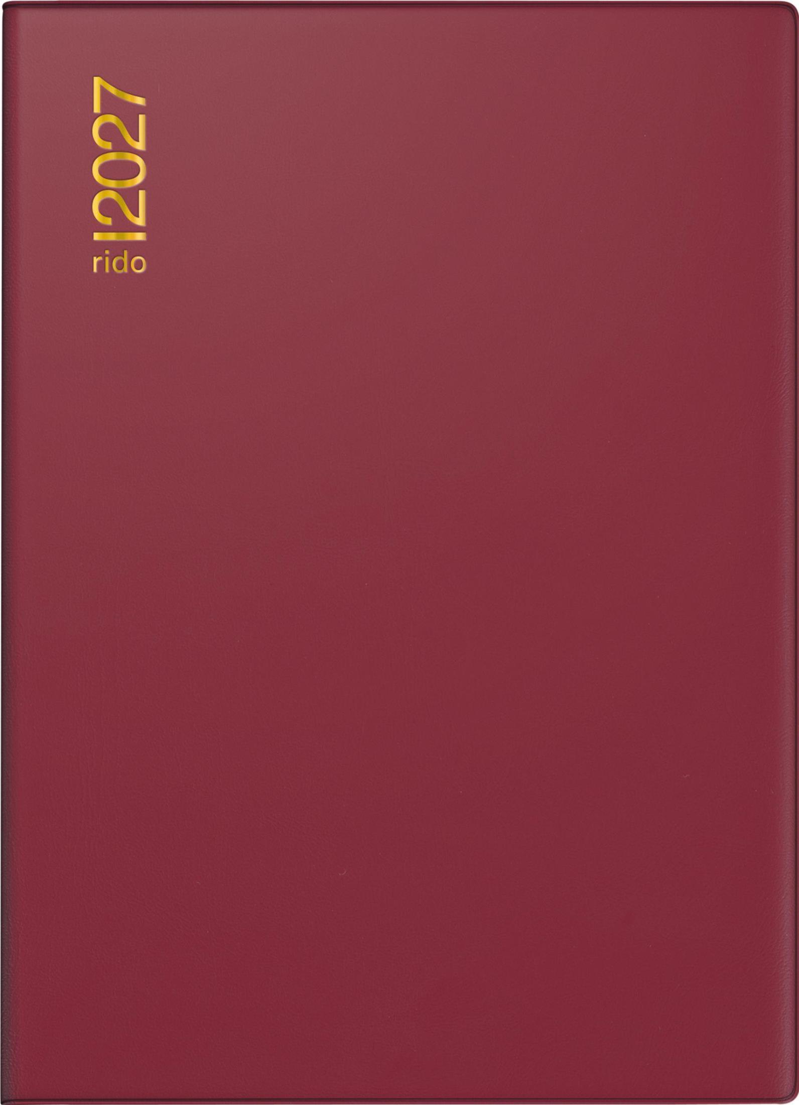 Brunnen rido/idé 7018182297 Taschenkalender Mod. Technik II 2027 A6, Kunststoff, bordeaux