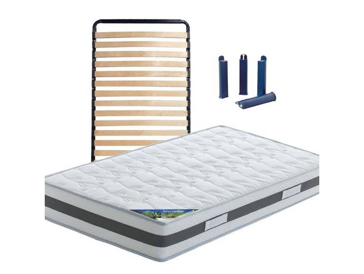 SEYCHELLES - Pack Matelas + Lattes 80x190 + Pieds