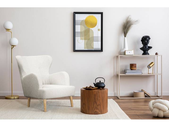 Ohrensessel Cobby Beige Strukturstoff Mosha 88 x 88 x 64cm