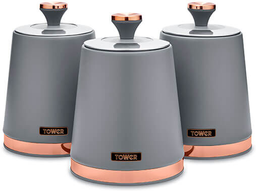 Tower Cavaletto Set of 3 Canisters Grey