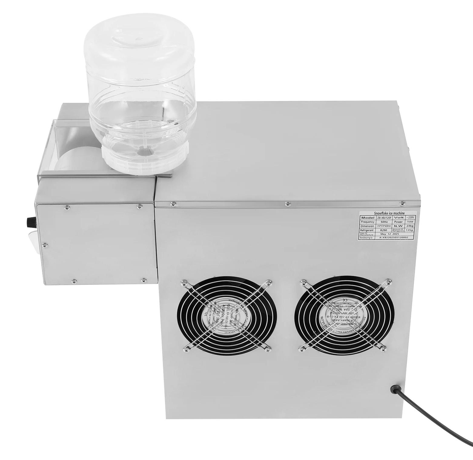 Gewerbliche Schneeeismaschine - Schneeeisbereiter - 120 kg/Tag - 750 W - Luftgekühlt - Edelstahl 304 - 8 Geschwindigkeiten - 2 Behälter à 4,2 l