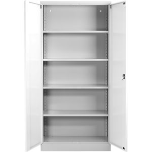 G-Office Aktenschrank FLC/N.192x60, aus Metall, abschließbar, 120 x 195 x 60cm (B/H/T), weiß / lichtgrau