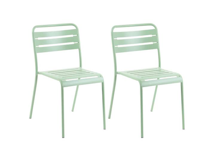Beliani Gartenstuhl 2er-Set Metall Grün Lefkada, 38x80x54 cm, Gartenmöbel, Gartensessel, Gartenstühle