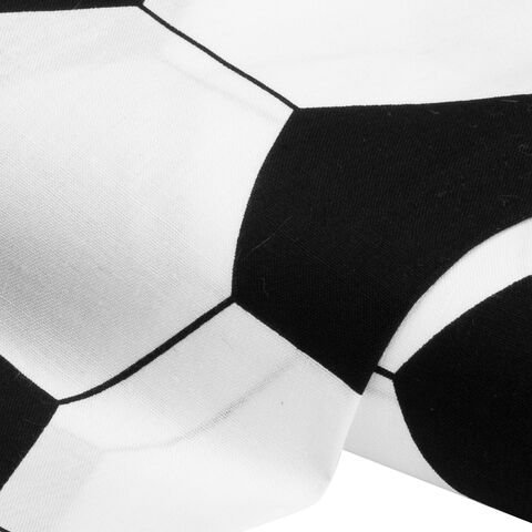 Baumwollstoff Fußball, weiß/schwarz