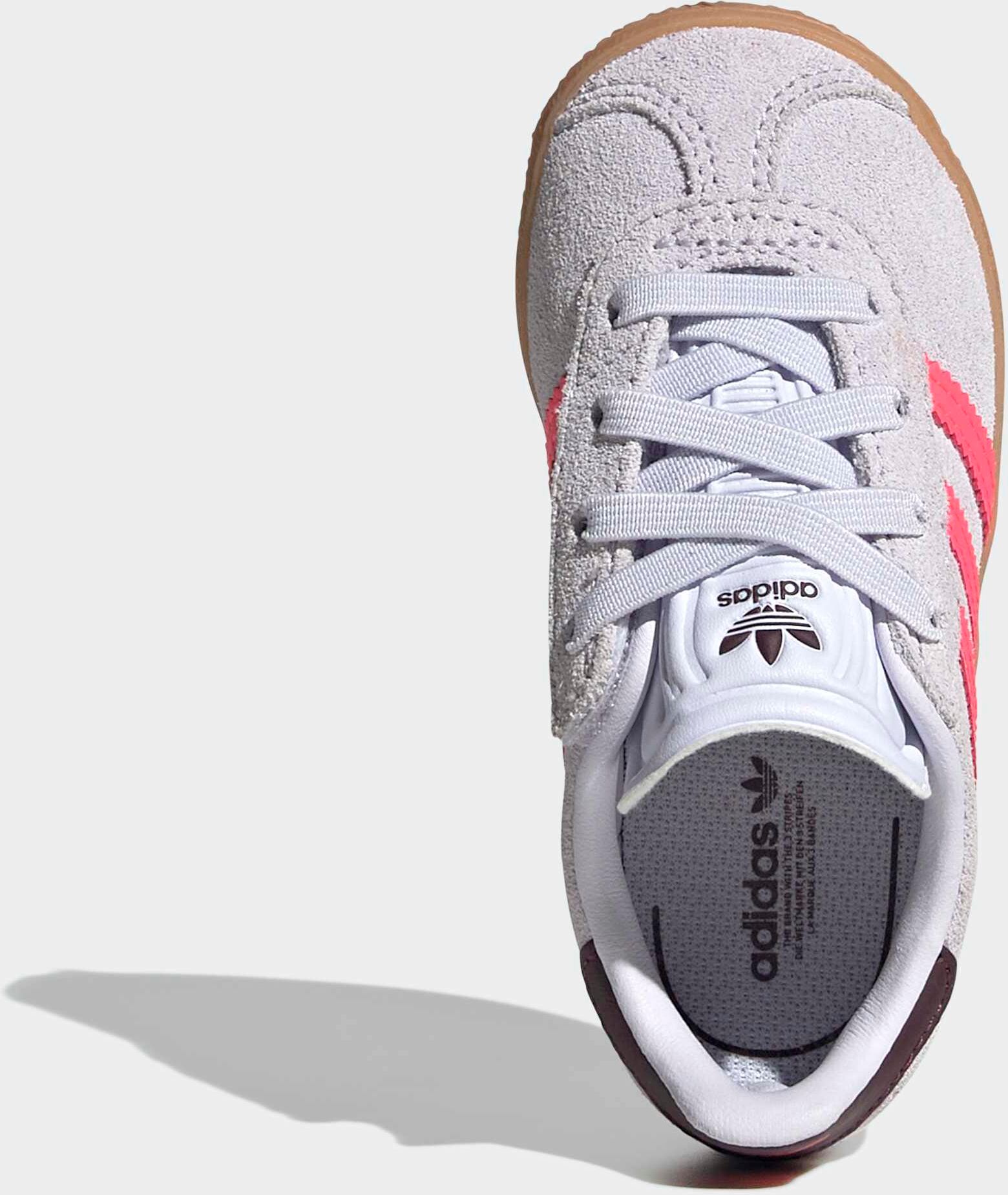 Sneaker ADIDAS ORIGINALS "GAZELLE COMFORT CLOSURE ELASTIC LACES KIDS", Kinder, Gr. 27, rosa (frozen lila, solar turbo, maroon), Leder, Synthetik, Schuhe Sneaker, für Kinder frozen lila, solar turbo, maroon 27