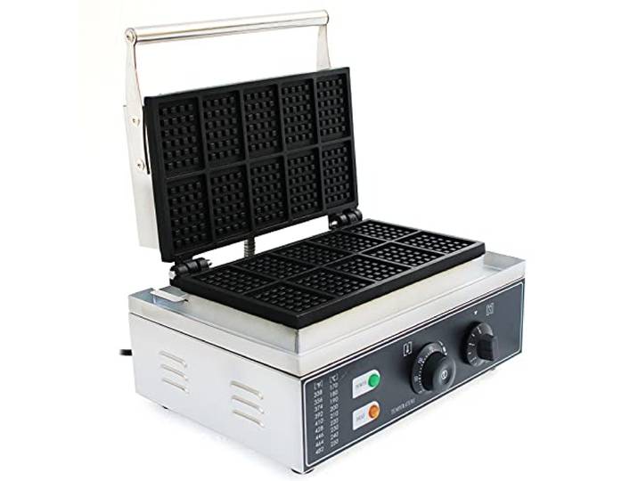 Waffeleisen Waffel Maker,1500W Edelstahl kommerzielle Waffel Maker Maschine,50~300 ℃，Antikleber Pfannen,Nichtklebende Teflonbeschichtung,38,5 * 27,5 * 21,5 cm
