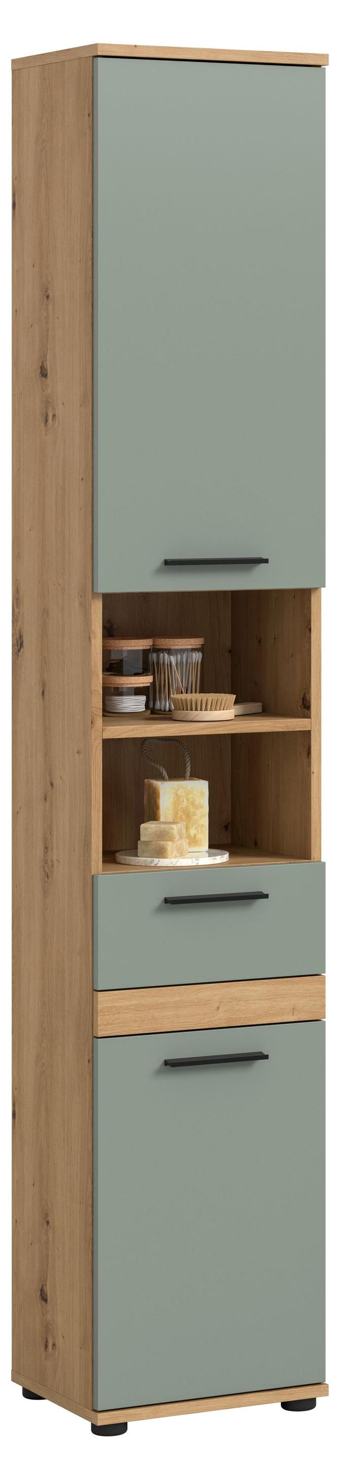 Aileenstore Hochschrank NORDIC, 35x191x31 cm, Salbei / Eiche-Optik Artisan