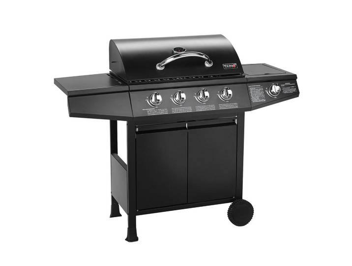 Taino Gasgrill Basic 4+1, Schwarz, Metall, 126x103x50 cm, Grills, Gasgriller