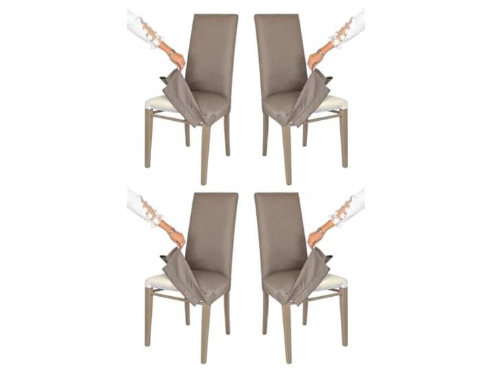 Tommychairs-4er Set gepolsterte Stühle JAZZ mit herausnehmbarem Bezug,Struktur aus lackiertem Buchenholz Farbe Cappuccino,gepolstert und mit herausnehmbarem Bezug aus Stoff in Murmeltier-Braun bezogen