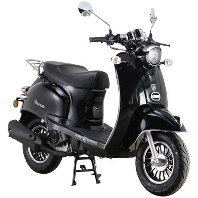Motorroller ALPHA MOTORS "Venus", schwarz (schwarz, schwarz), Motorroller, 45 km/h, im Retro-Look, B:67cm H:115cm L:189cm