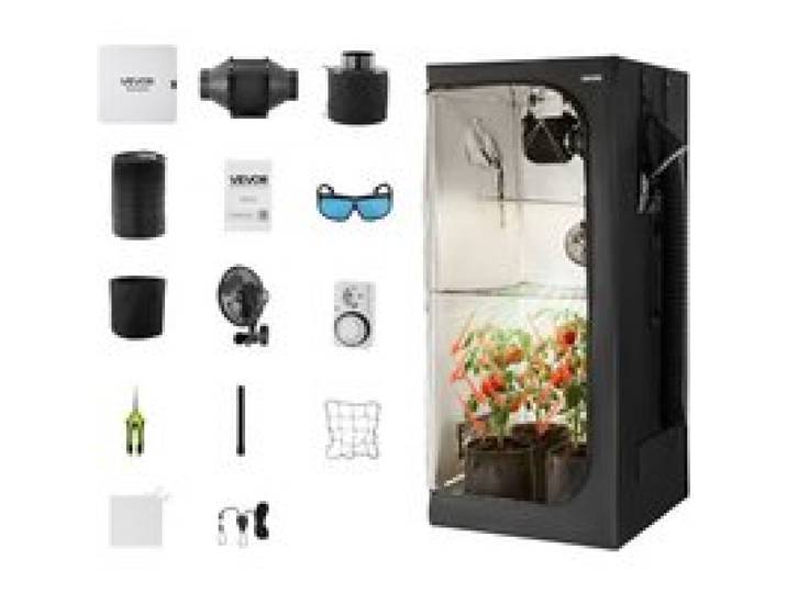 VEVOR Growzelt, 80x80x180 cm, Indoor-Pflanzenzelt mit Vollspektrum-LED-Zuchtlicht & Belüftungssystem, Growbox 600D hochreflektierendes Mylar, Zuchtzelte, Gewächshaus für Blumen & Gemüse